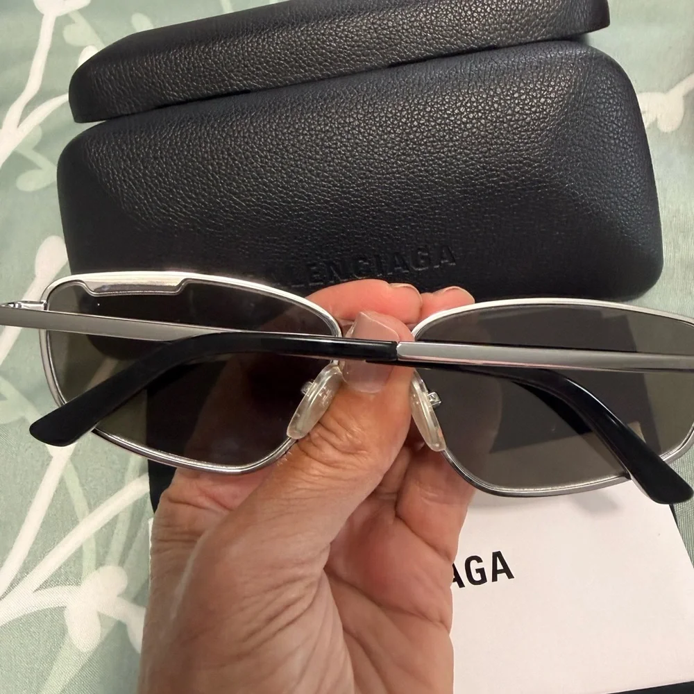Balenciaga Men’s or women’s wSilver Frame Blue Lens Sunglasses